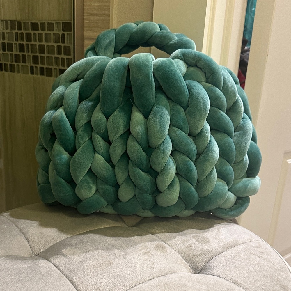 Chic Teal Braided Shoulder Bag